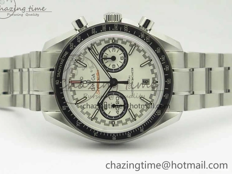 0217 UrbanChic Speedmaster Moonwatch OMF 1:1 Best Edition White Dial Black Hand on SS Bracelet A 8045